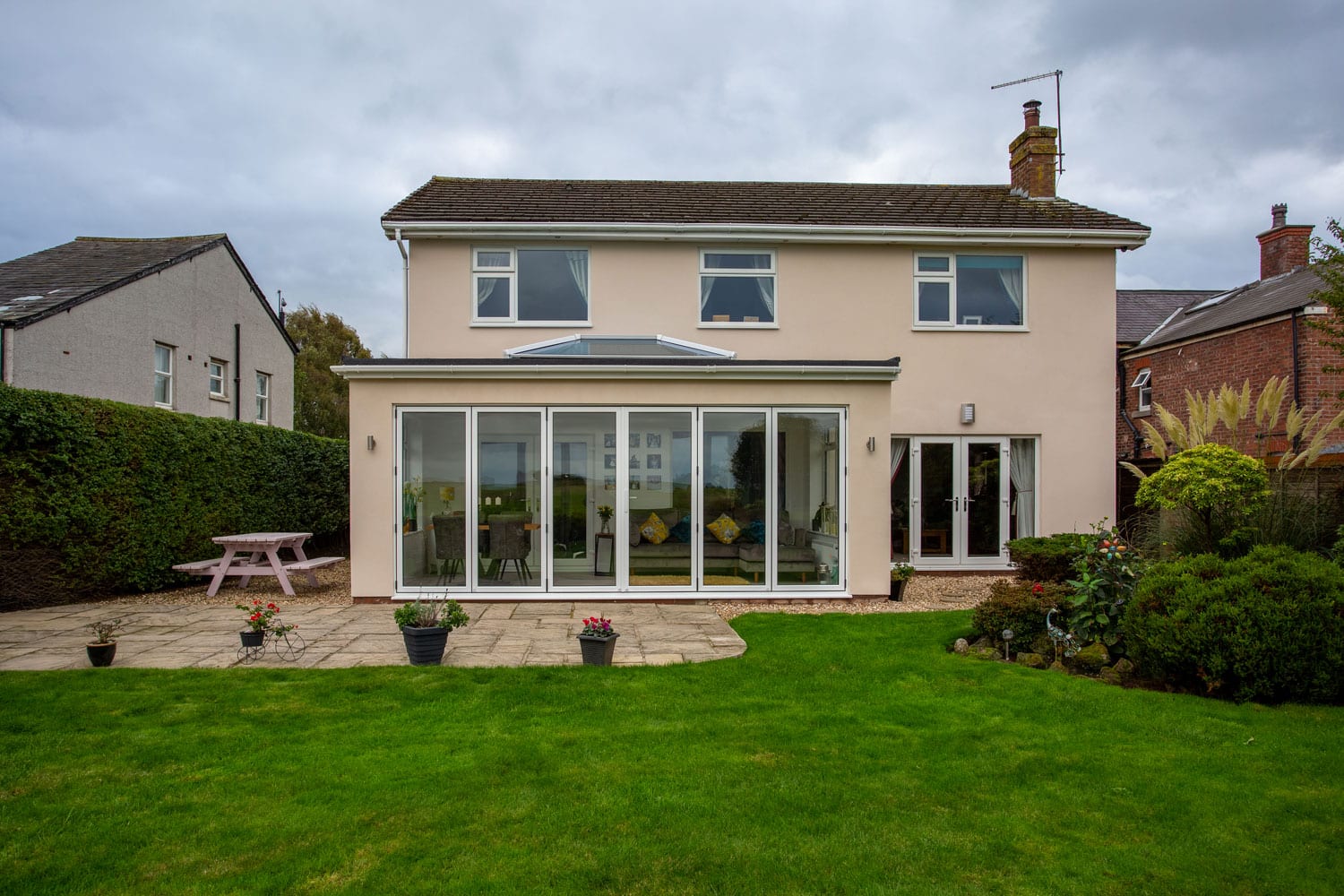 Roof conversion for extension with bifolding doors